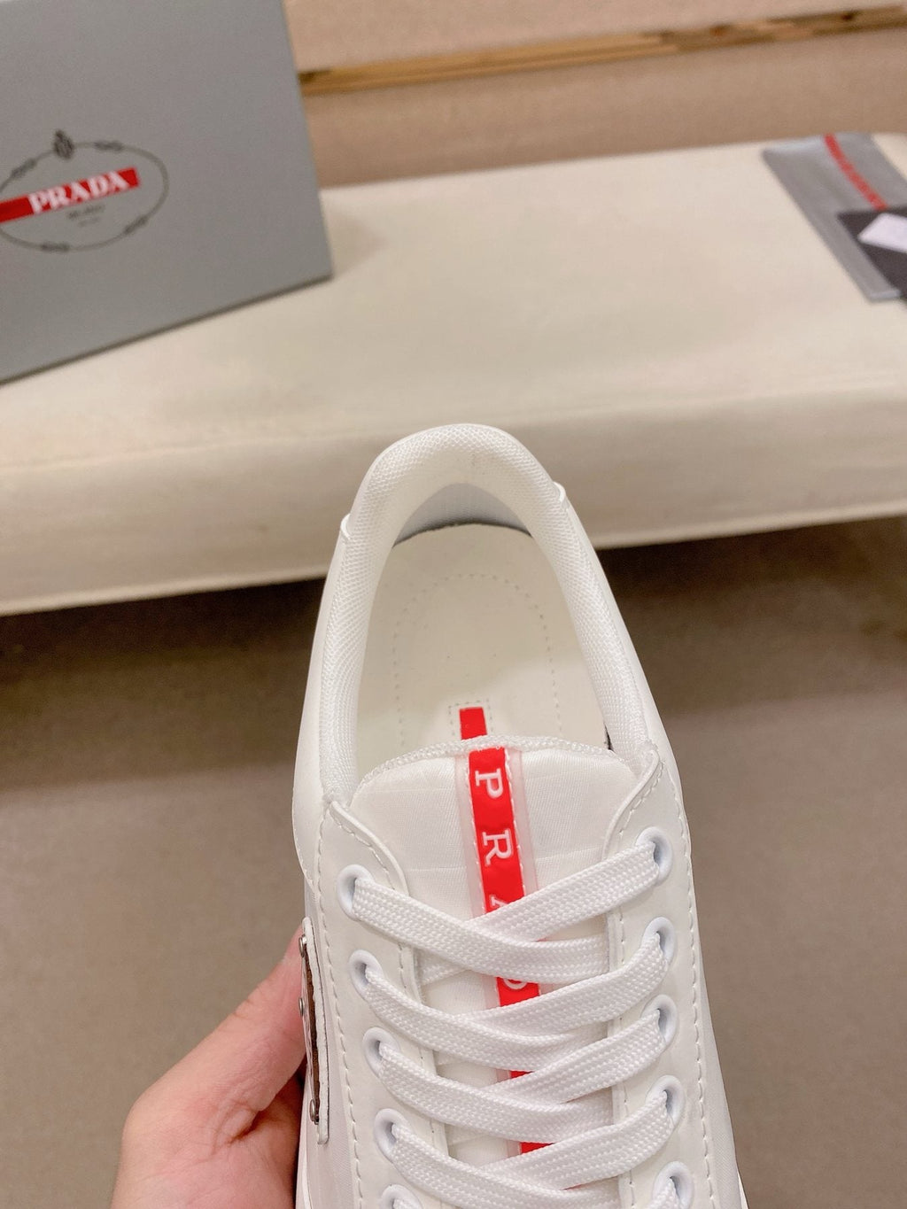 Prada White Gum Sole Sneakers
